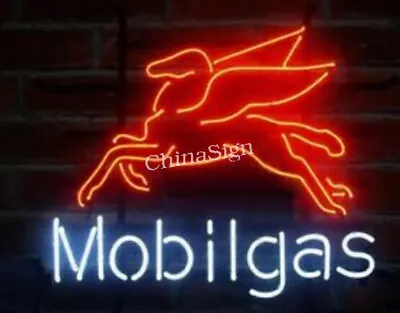 Mobilgas Pegasus Flying Horse Mobil Gas Real Neon Sign Beer Bar Light Home Decor • $119