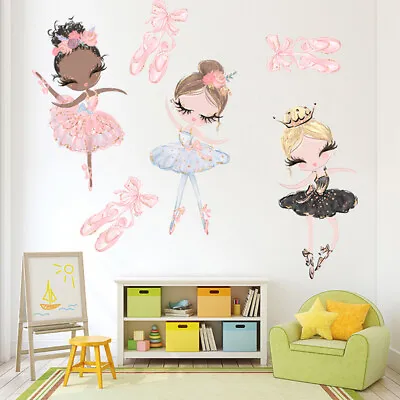 Ballet Dancer Wall Sticker Kids Rooms Cartoon Girl Wall Stickers Decoration R BU • £5.44