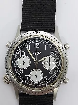 Rare Vintage Yema Paris Big Crown Chronograph Men's Watch 1980. • $90