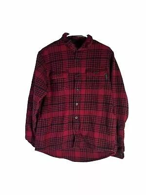Woolrich Red Buffalo Plaid Wool Heavy Flannel Shirt Jacket Mens M • $26.40