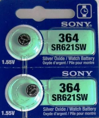 MURATA / SONY 364 SR621SW (2 Piece) SR621 364 SILVER OXIDE Battery US Seller • $1.99