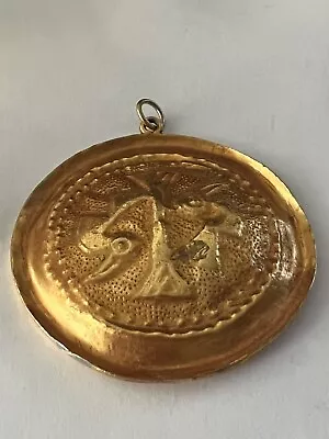 Alva Studios Museum Reproductions Mayan Aztec Gold Plated Large Pendant • $31.50