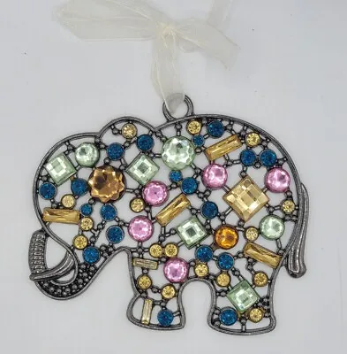 Elephant Christmas Ornament Metal Jewled Decorative Hanging  • $12.99