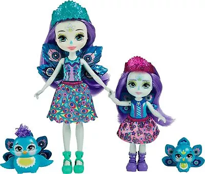 Enchantimals Patter & Piera Peacock Sister Dolls (6-in & 4-in) & 2 Animal Fig... • $11.41