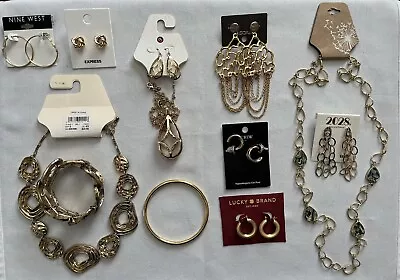 12-Pc Mixed Lot  Goldtone Jewelry NWT -J Crew-9 West-2028-Chicos-Lucky-Express • $12.49