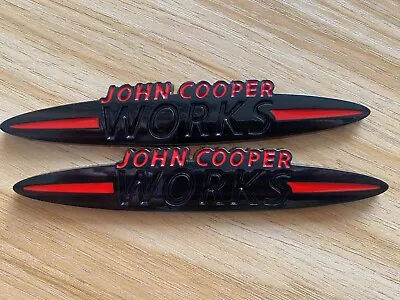 2Pcs Gloss Black RED JOHN COOPER WORKS 135mm Rear Trunk Badge Emblem For Mini • $18.39