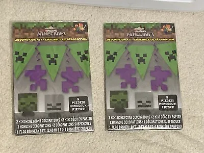 MINECRAFT Birthday Party Decorating Kits 5 Pc Set 96 X 11  - Lot Of 2 - SEALED • $12.99