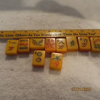 Ten Vintage Bakelite Butterscotch Mahjong Tiles • $65