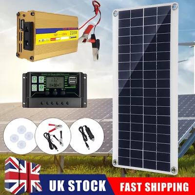 Solar Panel + 220W Solar Power Inverter System Kit + 60A Control RV Camper Van • £40.79