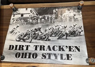 Vintage Poster Dirt Track Bike Motocross Motorcycle Ohio Racing 17”x22” • $49.95