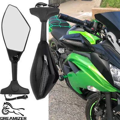 $35.49 • Buy For Kawasaki Ninja 650 636 Glossy Motorcycle LED Turn Signal Integrated Mirrors
