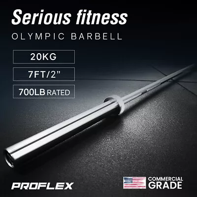 PROFLEX 20kg 2.2m Olympic Barbell Bar 700lb Standard Weight Lifting Commercial • $193