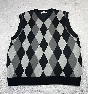 Paul Jones Argyle Sweater Vest Men’s Size 2XL Black Gray • $24.99