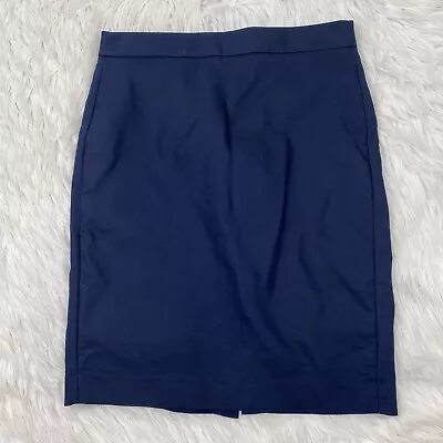 J Crew Classic Cotton Work Pencil Skirt Size 2 Navy Blue Career • $26.50