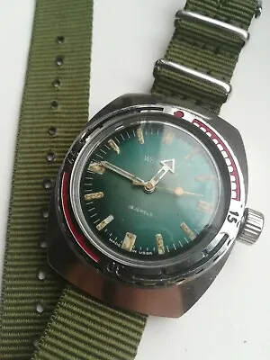 Watch Mens USSR Amphibia Vostok Waterproof Vintage With A New Strap • $65.78