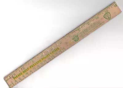 Vintage Smokey Bear Wood Ruler Please Help Prevent Forest Fires Virginia FS • $7.95