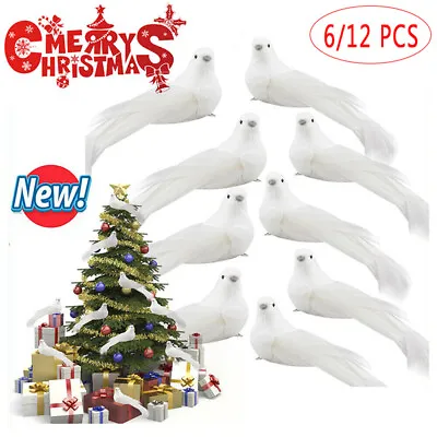 6/12X Artificial Feathers Bird Christmas Fake Birds Clip On Xmas Tree Decor Gift • $8.17