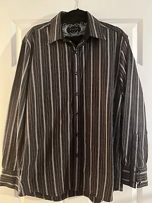 Zagiri Brown Tan Striped Long Sleeve Shirt Mens Large EUC • $14.99