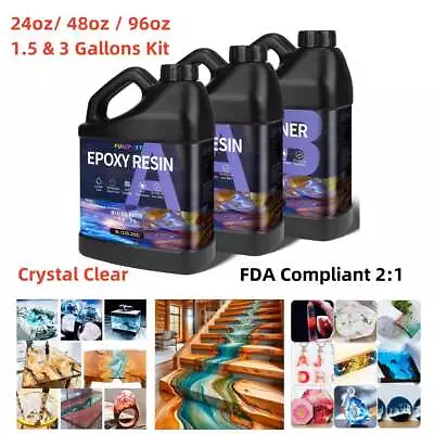 Deep Pour Clear Epoxy Resin 24oz/48oz/96oz/1.5 - 3 Gallons Kit - 2:1 By Weight  • $28.99