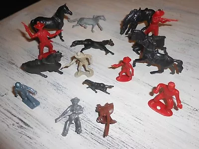 Lot Of Approx 16 Vintage Rubber Plastic Toy Figures Mostly Western Some Others • $10