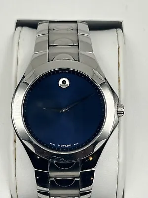 Men's Movado 0606380 Luno Quartz Blue Dial Stainless Steel Watch • $499