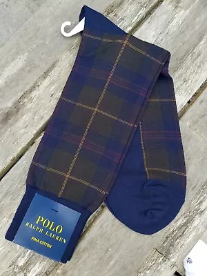 Genuine POLO RALPH LAUREN PIMA Cotton Navy Ankle Socks 43-47 UK 9-12 RL21 • £24.50