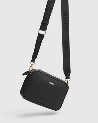$108 • Buy MIMCO Flight Camera Cross Body Black Bag Gold• Brand New With Tag • RRP $149