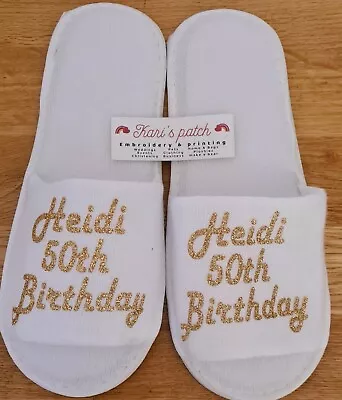 £4.35 • Buy Personalised Name / Message  -any Colour🧣single Use Spa Slippers Party Birthday