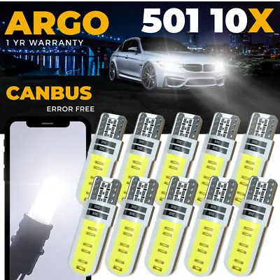 T10 Led 501 Side Light White Bulbs Car Error Free Canbus Xenon W5w Sidelight 10x • £5.89