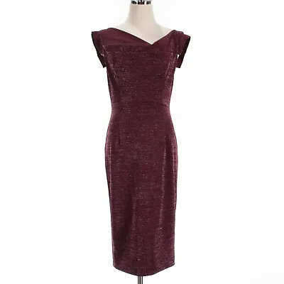 Black Halo NWT Jackie O Sleeveless Dress Size 4 In Burgundy And Silver • £253.34