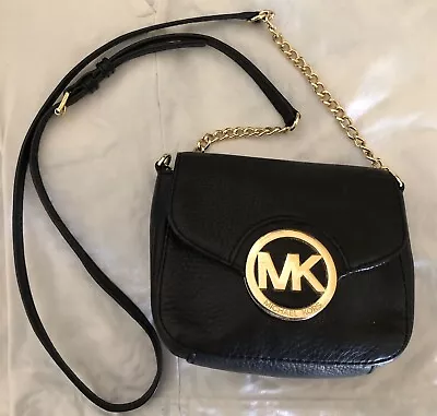 MICHAEL KORS Fulton Solid Navy Leather East West Crossbody Bag MK Flap • $60