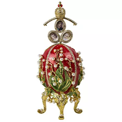 Red Lily Of The Valley Faberge Egg Replica Trinket BoxEaster GiftPhoto Frames • $55.21