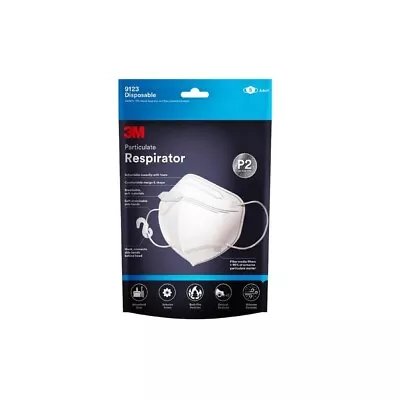5 Pack 3M  P2 Particulate  Flat Fold Disposable Respirator Face Mask -9123 • $19