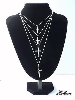 Sterling Silver Latin Cross Crucifix Pendant Curb Chain Necklace In Gift Bag. • £9.50