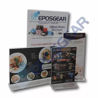 Acrylic Menu Holders Plastic Poster Leaflet Sign Display Stand A6 DL A5 A4 • £8.49