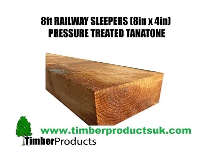 Railway Sleepers  8ft X 8ins X 4ins Pressure Treated (200mm X 100mm X 2400mm) • £32.99