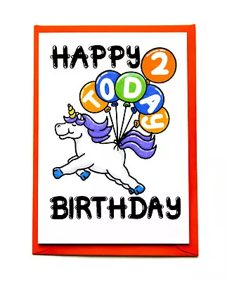 TWO Today Birthday Card Magical Unicorn For 2 Year Old Toddler 2nd Birthday • £3.50