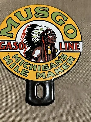 Vintage Style Small 5 Inch Musgo  Gasoline Advertising Porcelain  Sign • $44