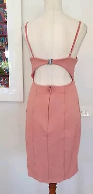 KOOKAI Size 8 AUS (36 Kookai) Pink Bodycon Dress Open Back Straps Low Cut • $15