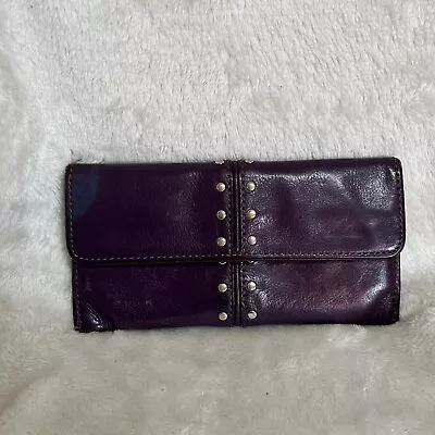 Michael Kors Astor Vintage Studded Purple Leather Flat Wallet • $25