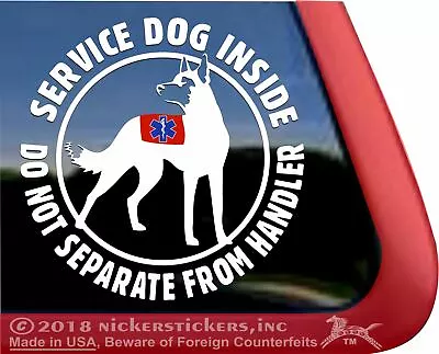 Service Dog Inside| High Quality Vinyl Belgian Malinois Dog Vinyl Window Decal • $8.99