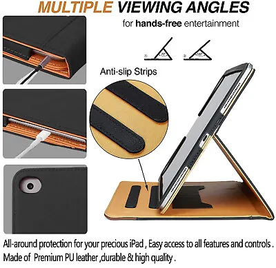Genuine Leather TAN Case Stand Cover Fr IPad 10.2 Air 10.9 10th Mini Pro 11 12.9 • £8.99