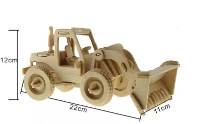 Lorry Tractor Bulldozer 3D Jigsaw DIY Kit Wooden Model Decorate Puzzle Gift • £6.99