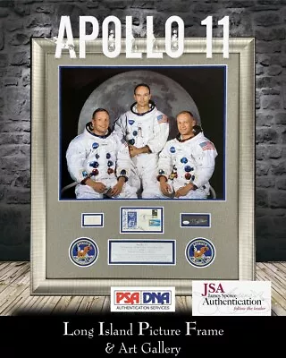 Apollo 11 Armstrong Collins Aldrin Crew Signed IMPRESSIVE Custom Framed JSA PSA • $9495
