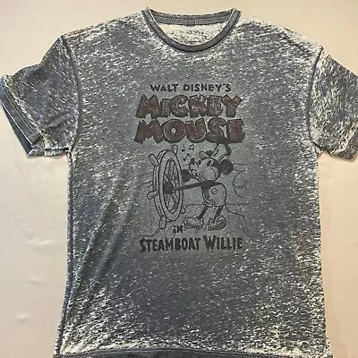 Wlt Disney Men's Gray Mickey Mouse Steamboat Willie T-Shirt Size XL • $12.99