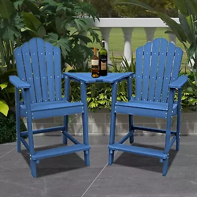 Clihome 2PCS Patio Tall Adirondack Chair Set With Connecting Tray Balcony Chair • $449