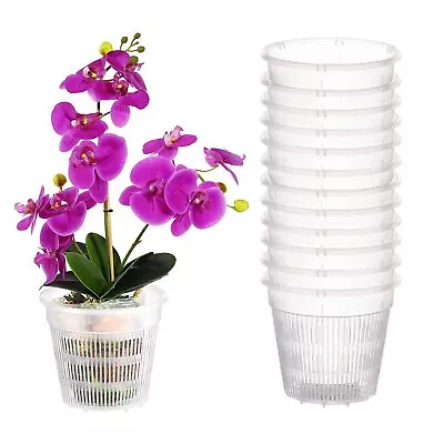 Ohiyoo Orchid Pot 4 Inch Orchid Pots With Holes 12 Pcs Clear Plastic Orchid Pots • $24.99