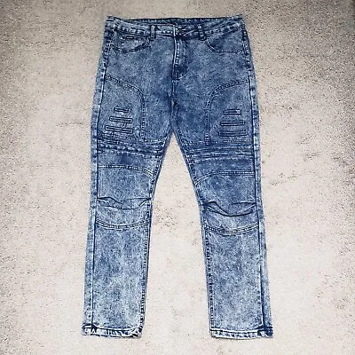 Brooklyn's Best Stretch Men's Size 36x30 Skinny Blue Acid Wash Denim Jeans • $24