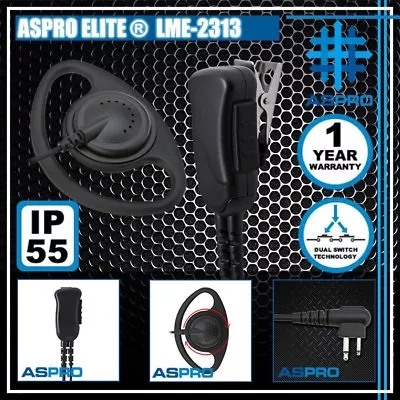Aspro Elite® Lapel Mic D-loop Ring Shaped Earpiece 2-pin Ptt Motorola Vl50 Vl130 • $19.88