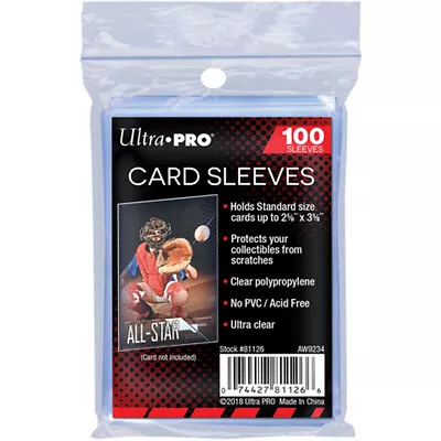 Ultra Pro 100 Standard Soft Sleeves For Trading Card  Pokemon MTG 100 Per Pack • £2.49